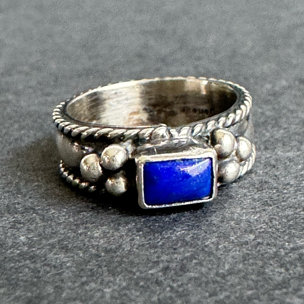Vintage Lapis Lazuli Ring Sterling Silver Blue Gemstone Band Southwestern Size 6 - Picture 2 of 12